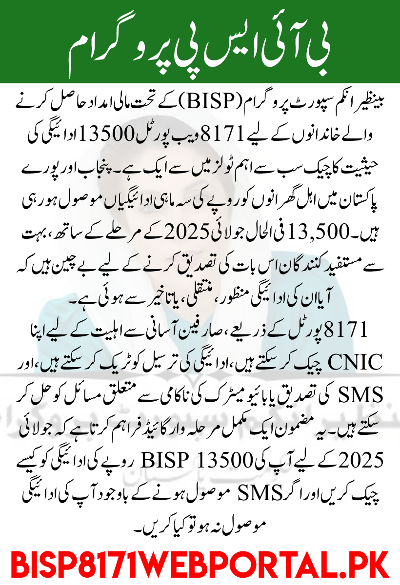 8171 Web Portal 13500 Payment Status – Complete Guide for Checking Your BISP Payment